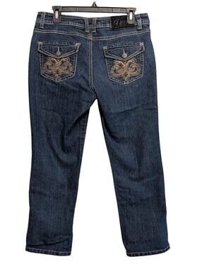 Dereon Jeans Juniors Size 9 10 Cropped Dark Wash Denim Mcbling Y2K Beyonce